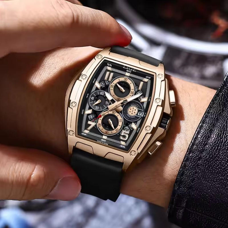 LIGE 89110A Silicon strap Chronograph active Men's Watches with Box - Image 5
