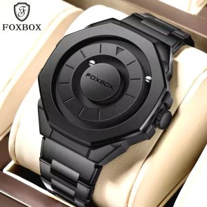 FOXBOX 2025 FB0075 New Fashion magnetic force, Creative Stainless steel Waterproof Quartz Mens Watch