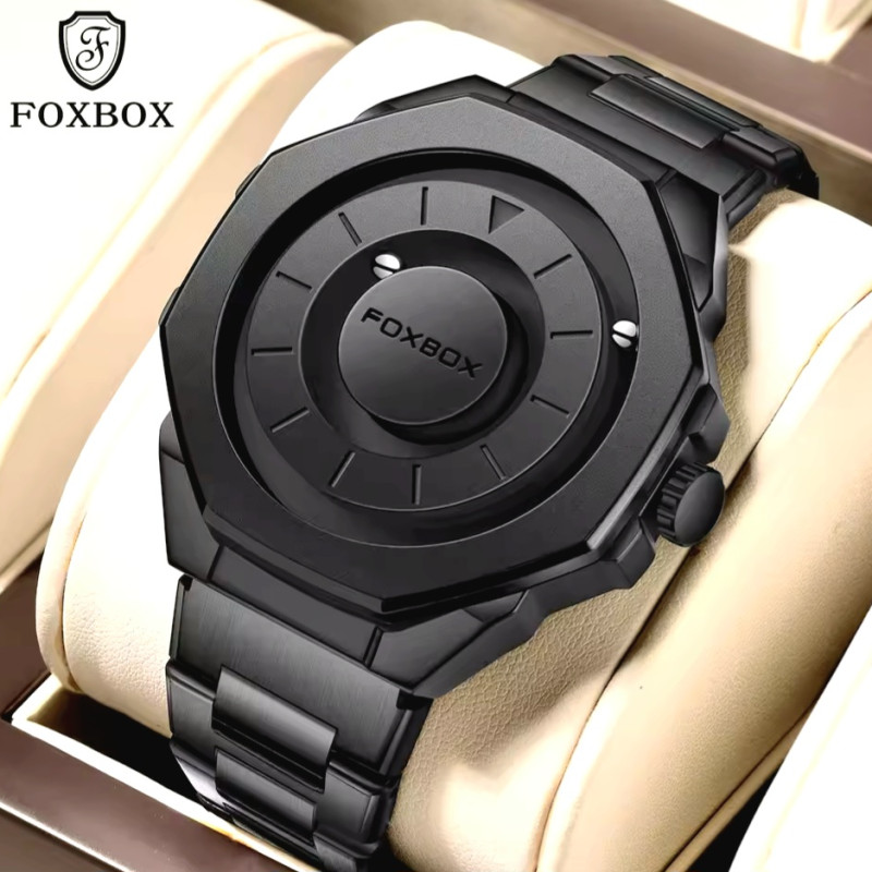 FOXBOX 2025 FB0075 New Fashion magnetic force, Creative Stainless steel Waterproof Quartz Mens Watch