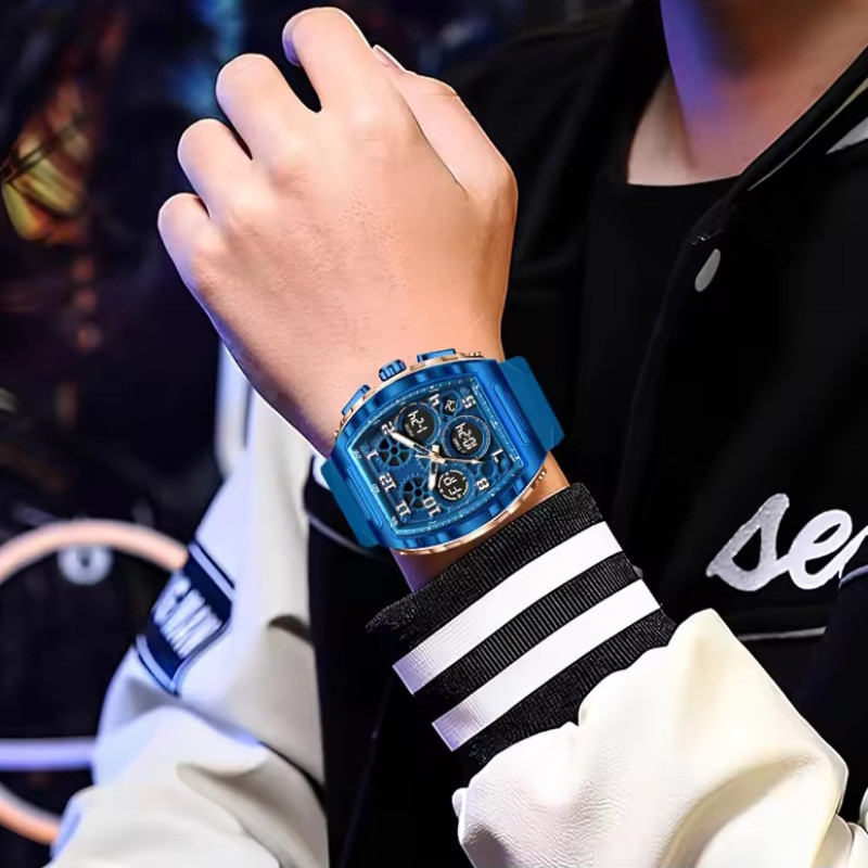 FOXBOX FB0096 new dual display men's watch silicone military watch luminous waterproof business casual quartz watches for men reloj+BOX - Image 5