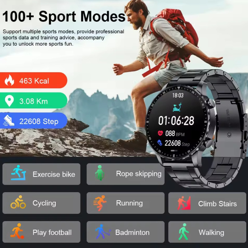 LIGE B0W664 Original Smart Watch Men Blood Oxygen Health Monitor Men's Watches AI Voice Assistant Bluetooth Call Men Sports Smartwatch with Extra Silicon strap - Image 3