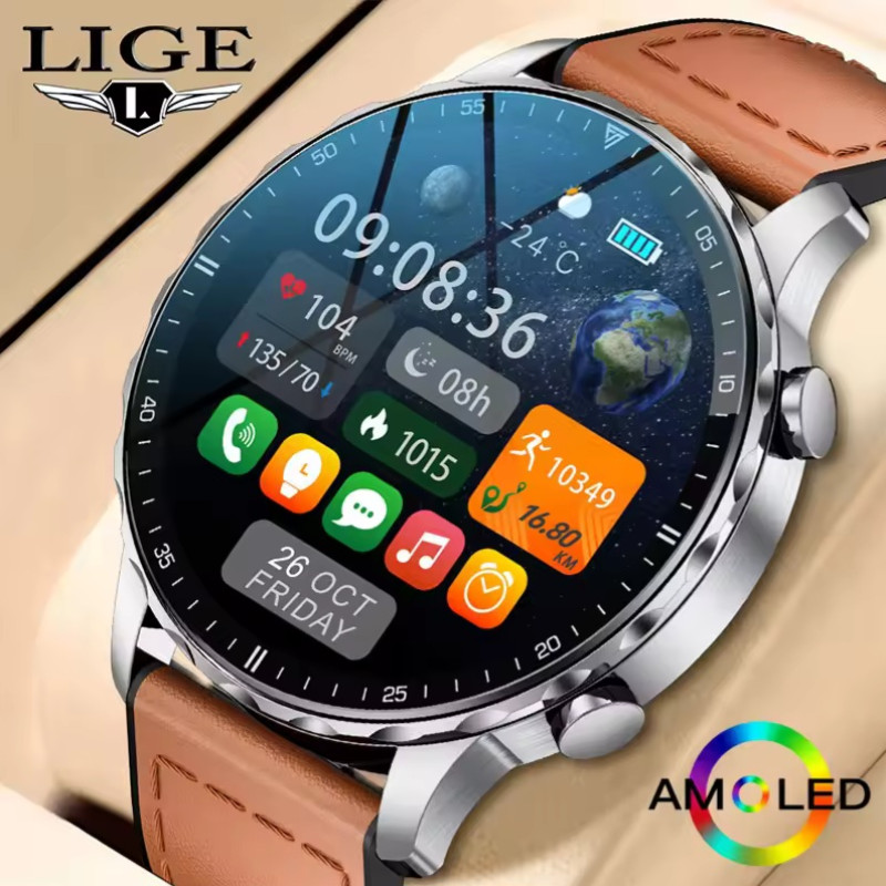 LIGE BW664 New Magnetic Leather Strap Smartwatch Men Health Monitor Man Watches Bluetooth Calling Sports Smart Watch For mens - Image 5