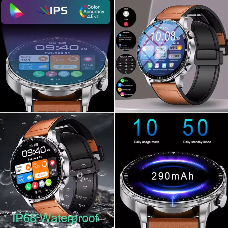 LIGE BW664 New Magnetic Leather Strap Smartwatch Men Health Monitor Man Watches Bluetooth Calling Sports Smart Watch For mens - Image 4