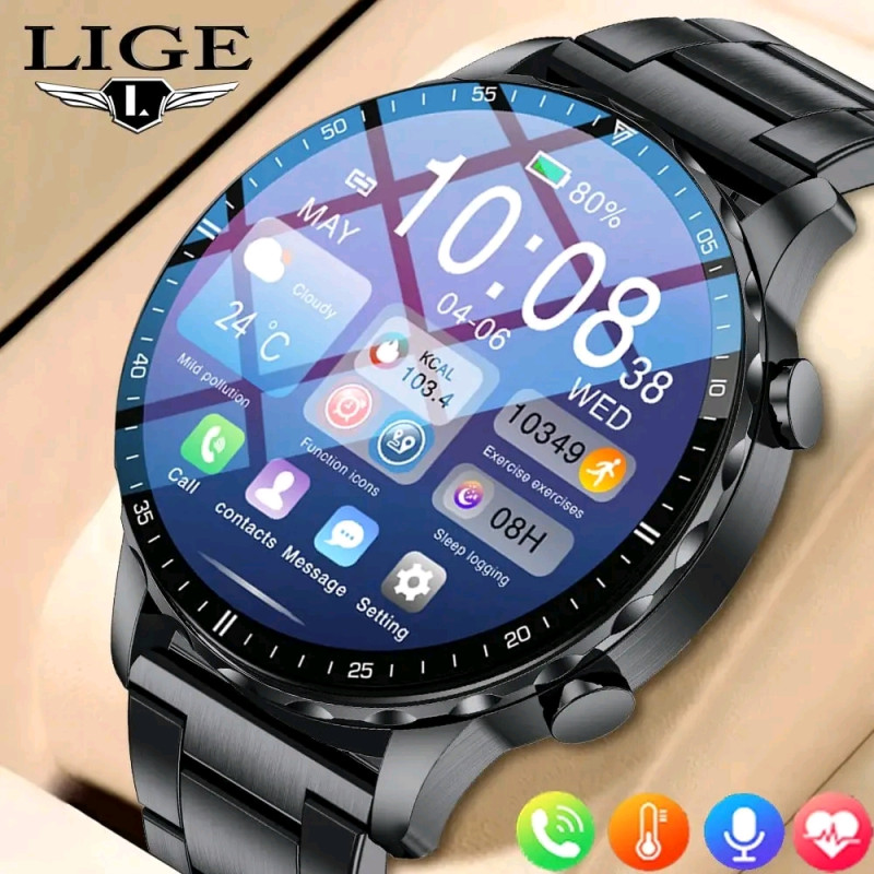 LIGE B0W664 Original Smart Watch Men Blood Oxygen Health Monitor Men's Watches AI Voice Assistant Bluetooth Call Men Sports Smartwatch with Extra Silicon strap - Image 5