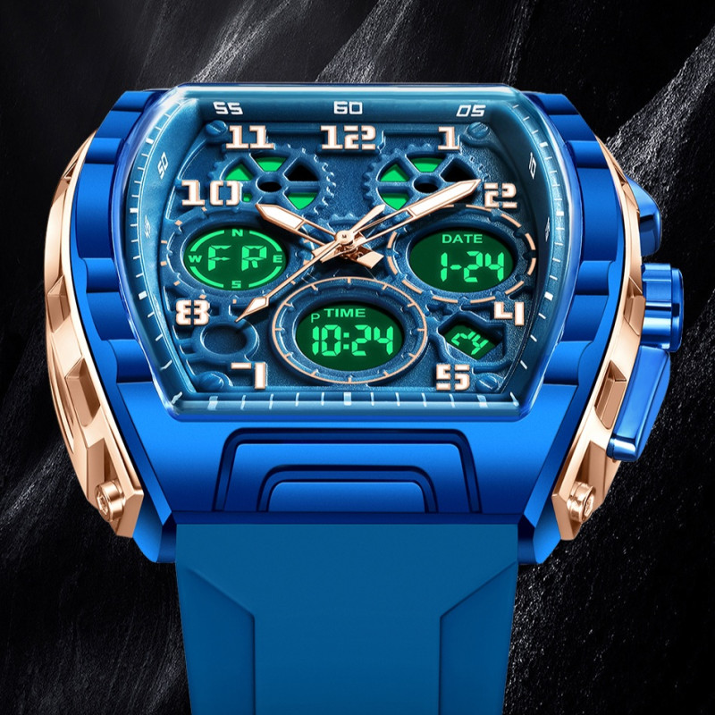 FOXBOX FB0096 new dual display men's watch silicone military watch luminous waterproof business casual quartz watches for men reloj+BOX - Image 4