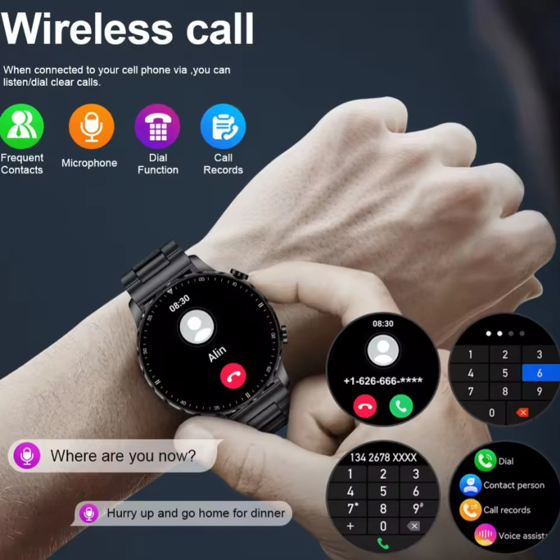 LIGE B0W664 Original Smart Watch Men Blood Oxygen Health Monitor Men's Watches AI Voice Assistant Bluetooth Call Men Sports Smartwatch with Extra Silicon strap - Image 4