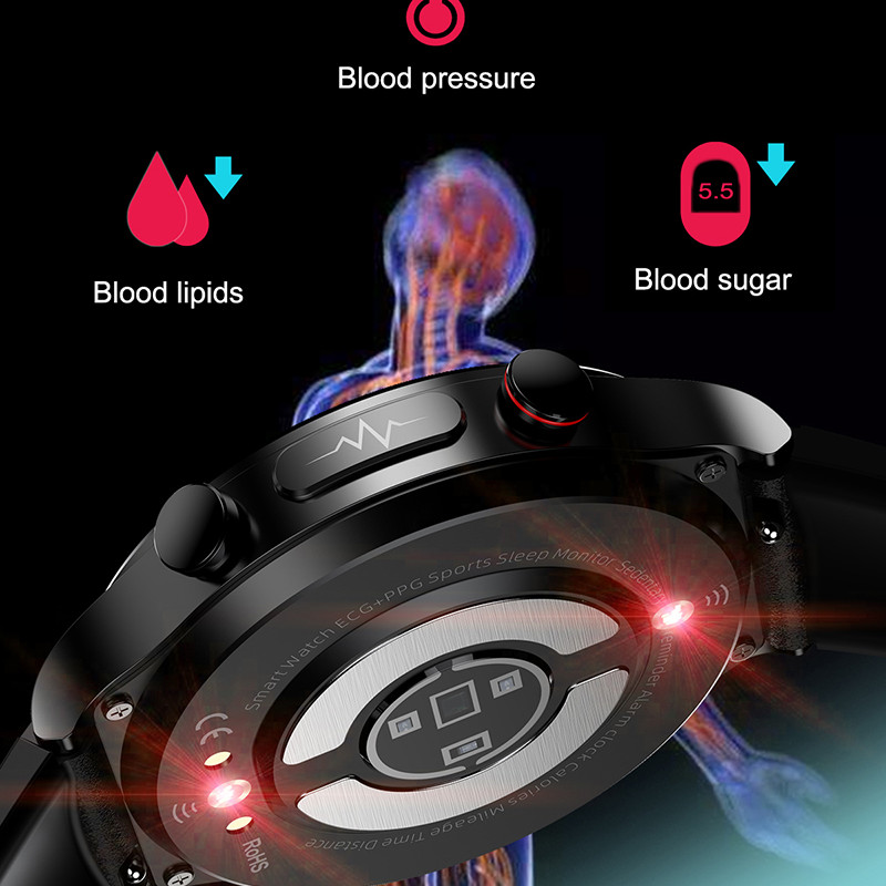 ECG +PPG,+ Blood sugar +Glucose Blood Pressure Oxygen Temperature Monitor smart watch for mens - Image 4