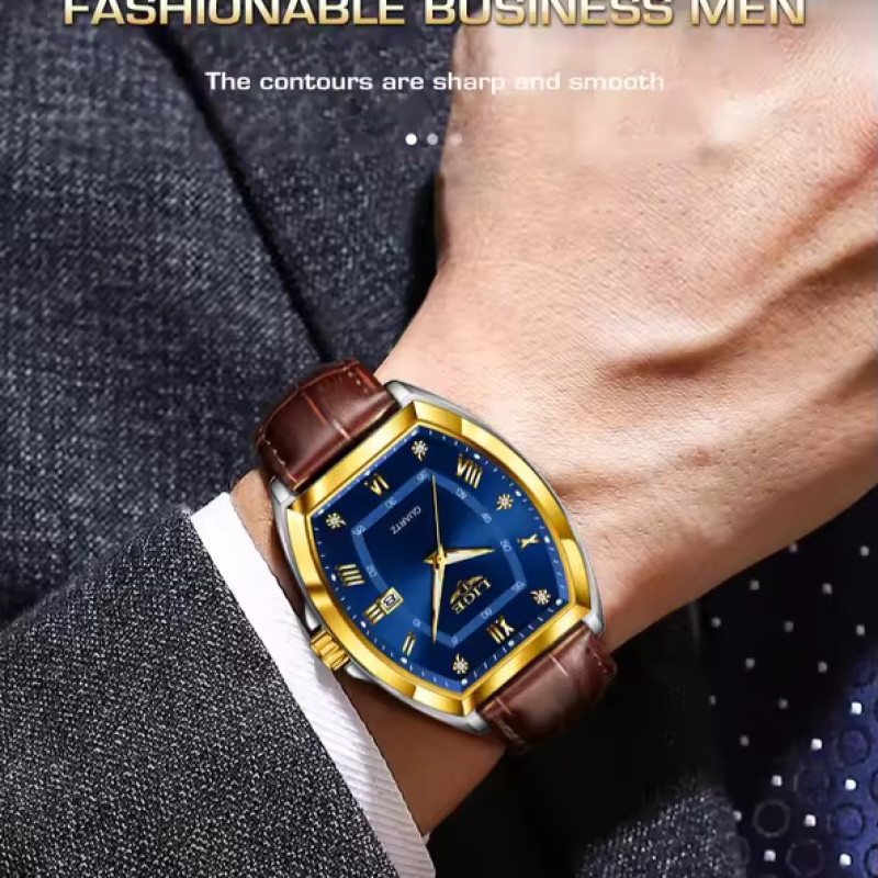 LIGE 89154 Men's Watches Luxury Original Top Brand Quartz Watch for Men Leather Waterproof Luminous Diamond Dial Date Male Wristwatch - Image 5
