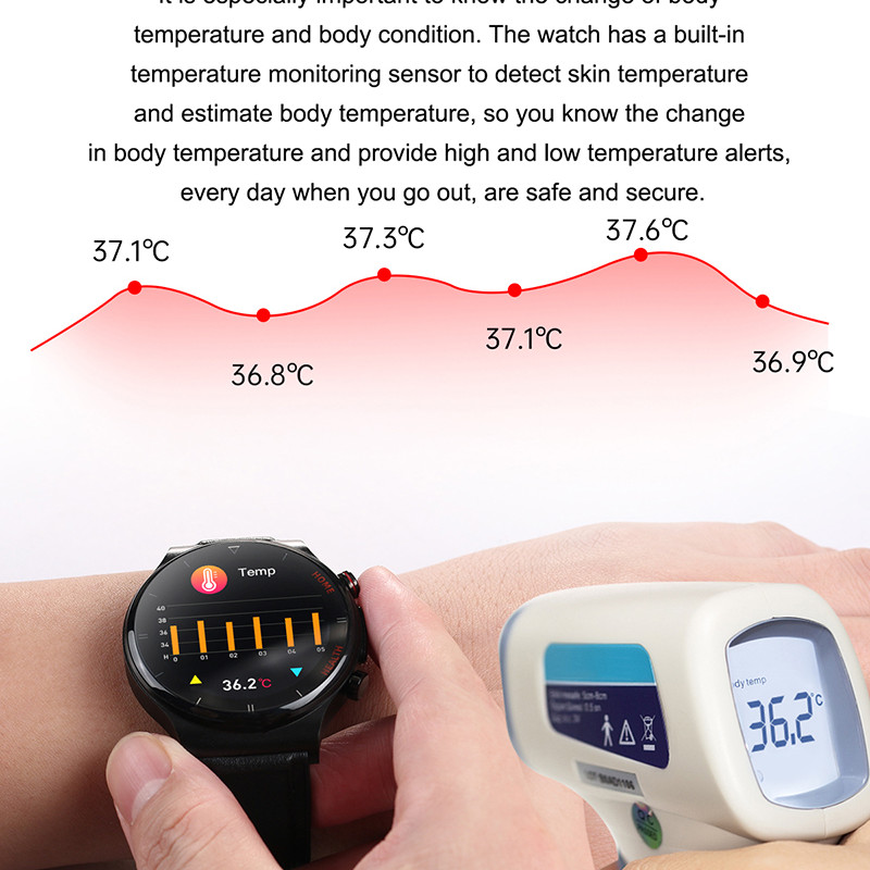 ECG +PPG,+ Blood sugar +Glucose Blood Pressure Oxygen Temperature Monitor smart watch for mens - Image 5